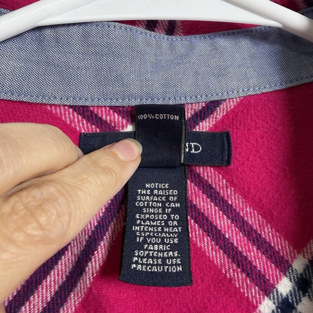 Lands' End plaid flannel shirt pink Women's Size XS 100% Cotton Preppy Normcore - Picture 4 of 7
